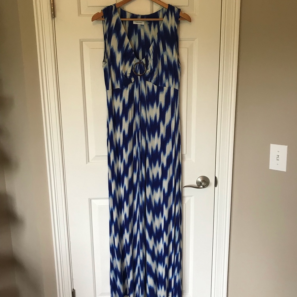 Calvin Klein Maxi Dress - Blue and White